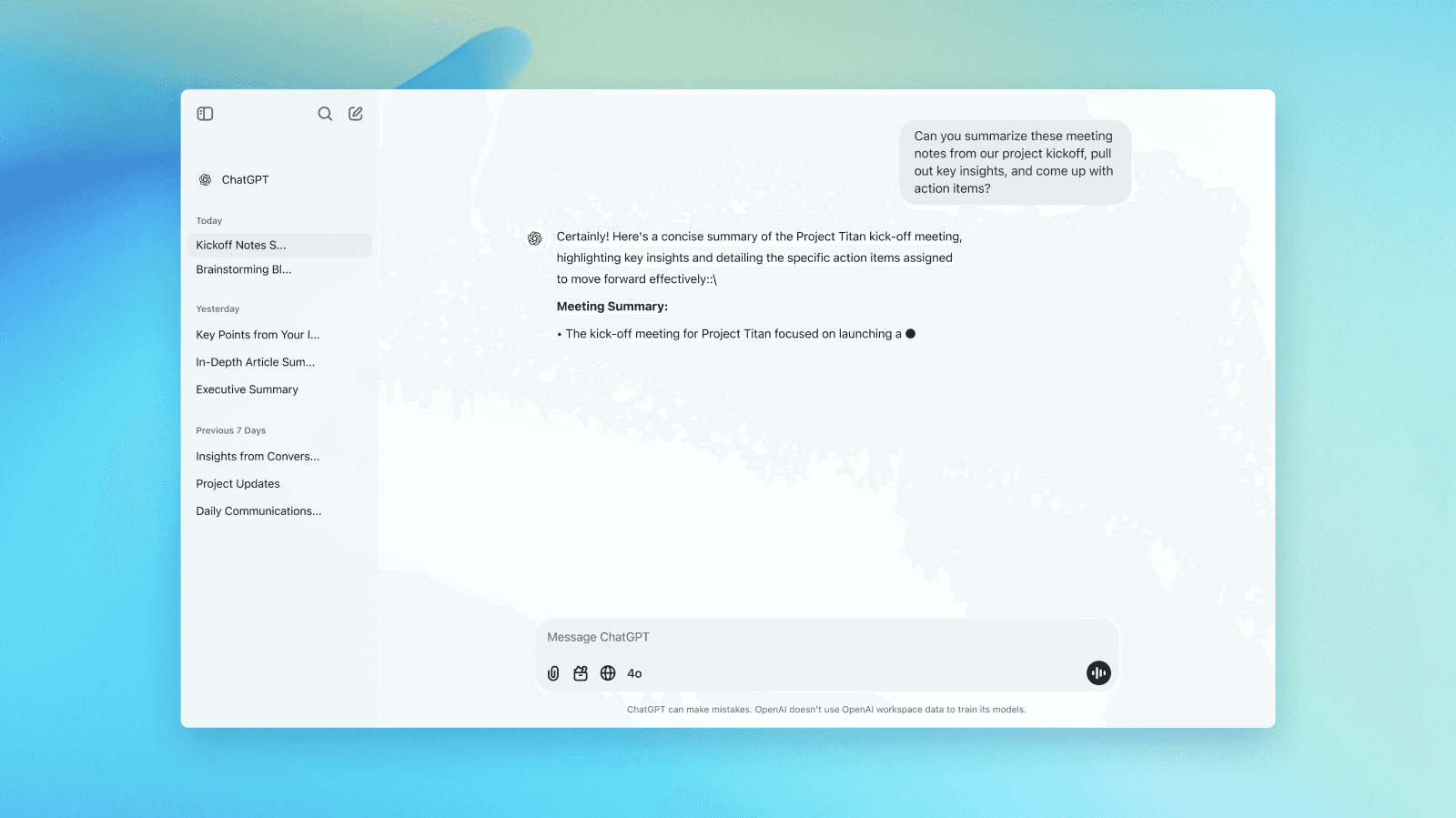 The UI of Chatgpt