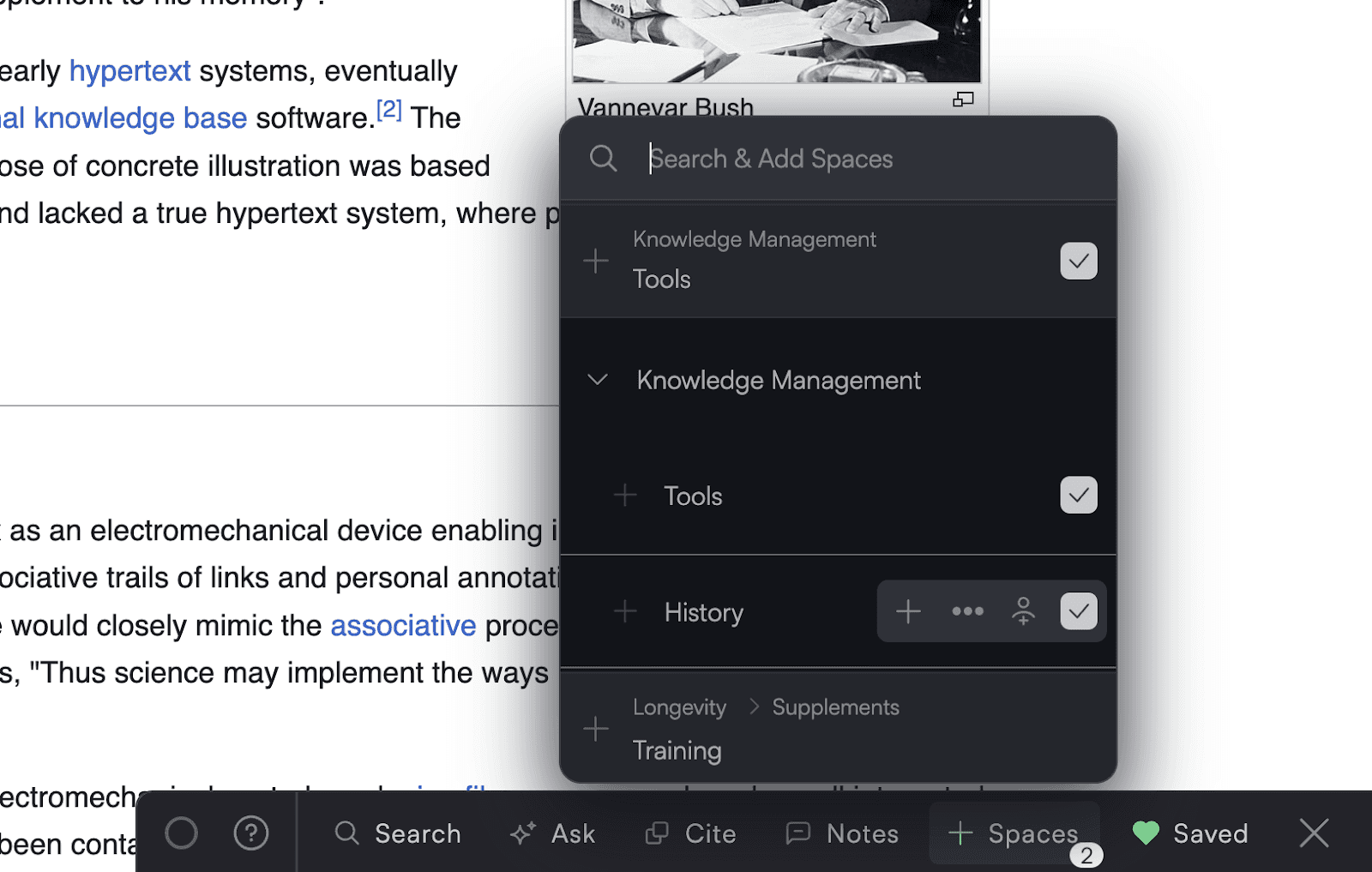 Image showing Memex UI