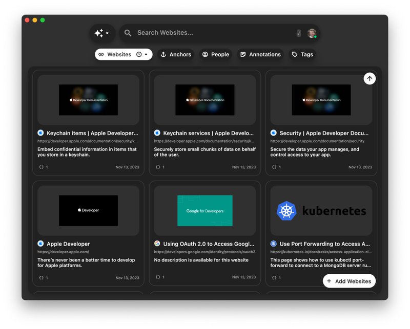 Related Websites in the Captured Context View.