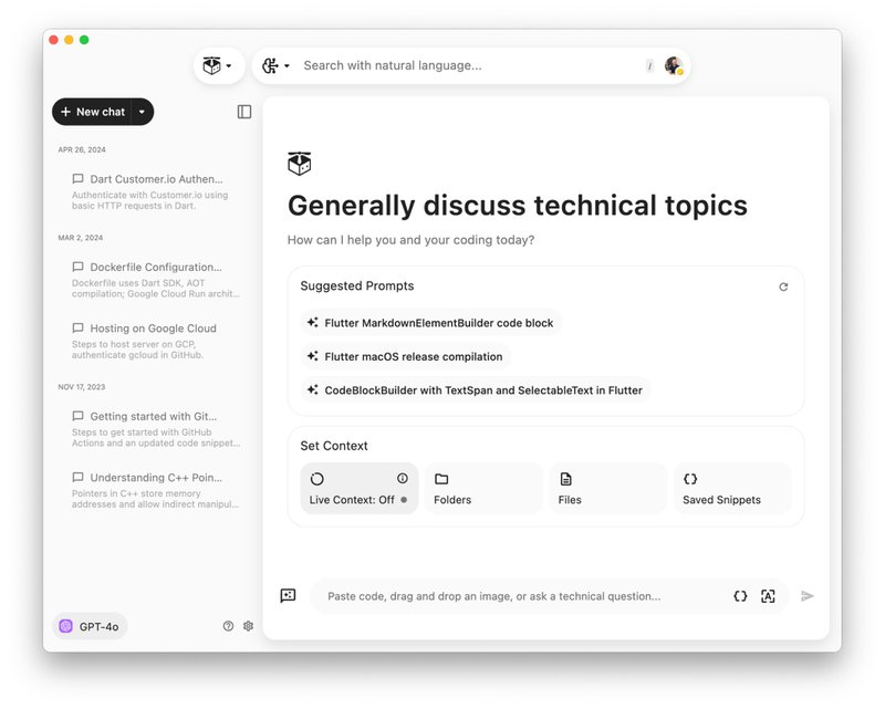 Starting a copilot chat with Live Context.